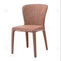 Italian minimalist leather and cotton linen dining chairs